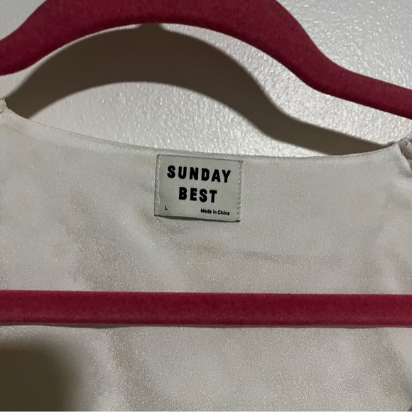 Aritzia Sunday Best Bonita Daisy print yellow white babydoll dress Large - Picture 8 of 10